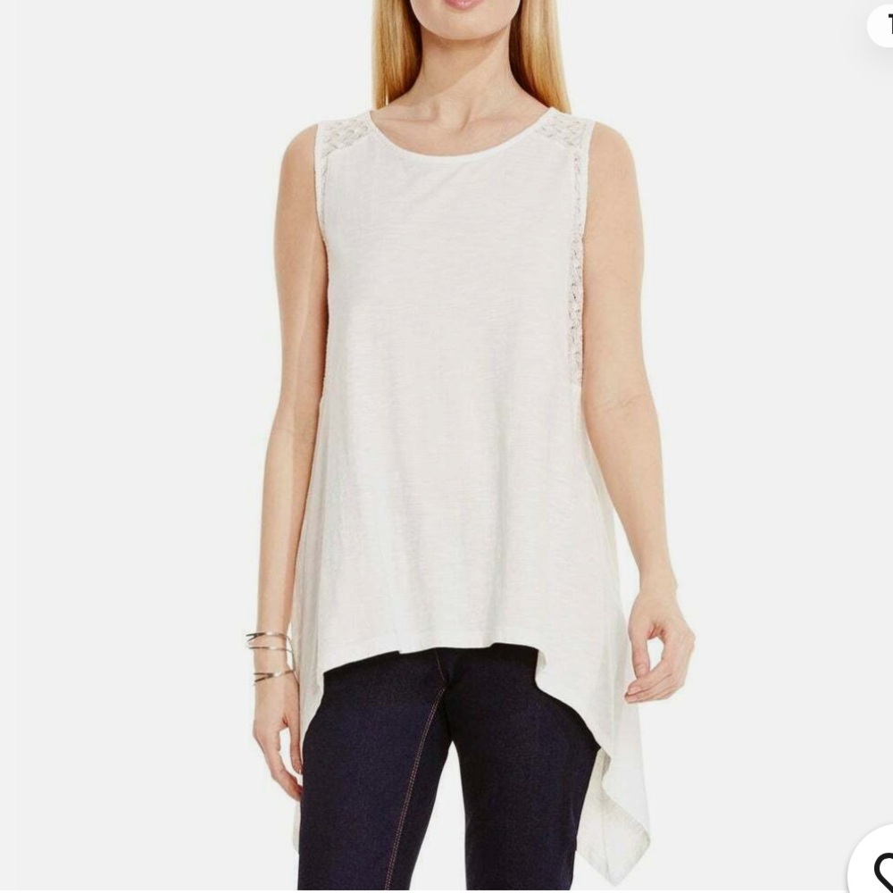 Marciano White Sleeveless Lace Trim Top - Size M